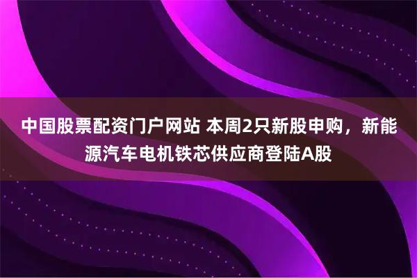 中国股票配资门户网站 本周2只新股申购，新能源汽车电机铁芯供应商登陆A股